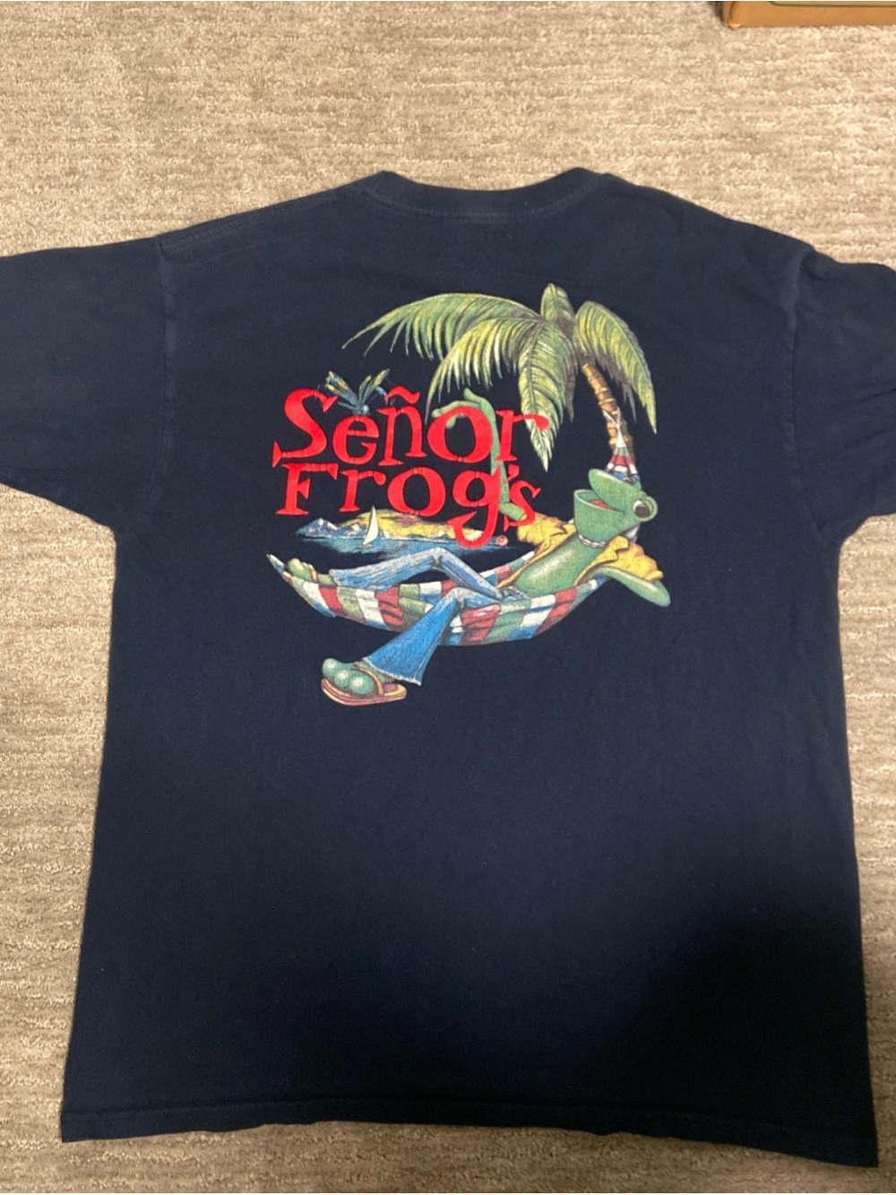 Señor Frog's Men's Navy Graphic Short Sleeve Tee Y2K T Shirt Size Large